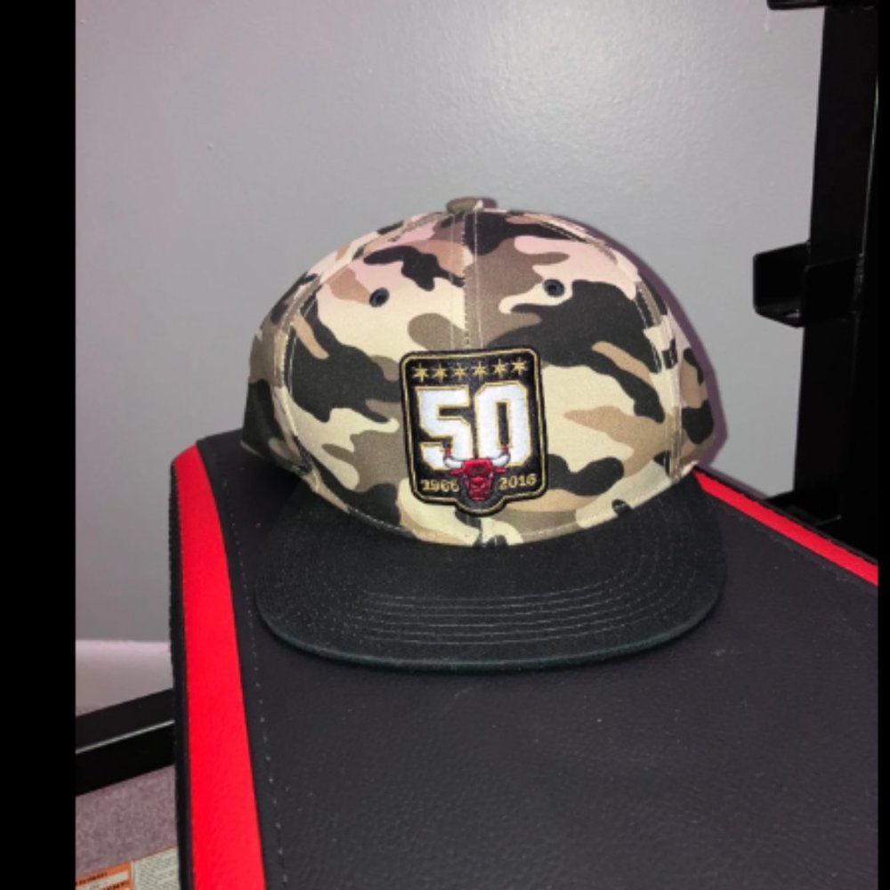 Chicago Bulls Camo 50th Stadium Giveaway NBA Playoffs Snapback Hat Melonwear